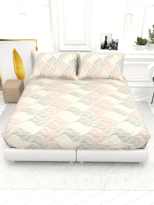 The White moss Cider Luxury Queen Size Bedsheet set with 2 Pillow Covers